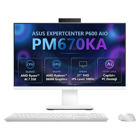 ASUS ExpertCenter P600 AMD Ryzen AI 7 350 16GB 512GB SSD 27" FHD Freedos All In One PC PM670KA-AI7321TBW0D 001