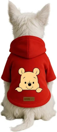 Baskılı İçi Polarlı Köpek ve Kedi Kıyafeti &amp; Elbisesi - Bej Renk Kapüşonlu Hoodie B693E, M