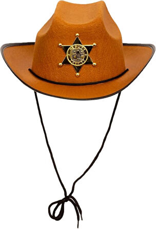 Kovboy Şerif Şapkası Kahve 12 Adet - Kostüm, Parti Ve Gösteri Şapkası