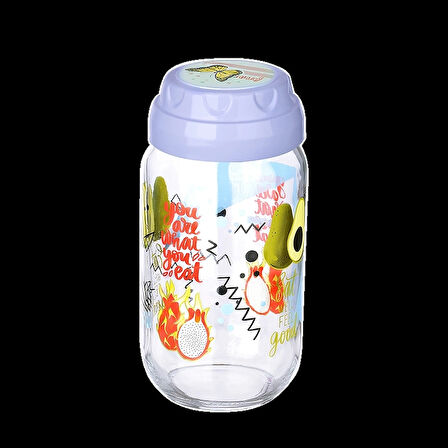 Vintage  Dekoratif  Desenli Cam Kavanoz 1000 Ml - 33,8 Oz - Avokado