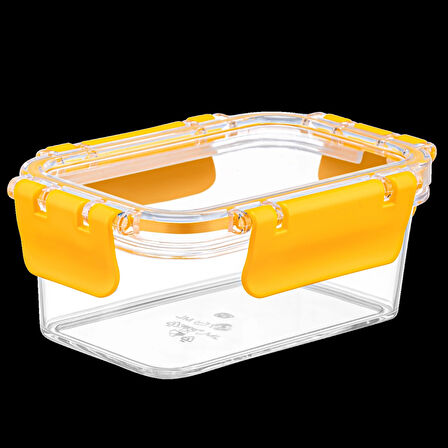 3 Adet Akrilik Saklama Kabı Vakumlu Dikdörtgen Erzak Bakliyat Kabı - 375 Ml