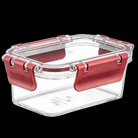 3 Adet Akrilik Saklama Kabı Vakumlu Dikdörtgen Erzak Bakliyat Kabı - 375 Ml