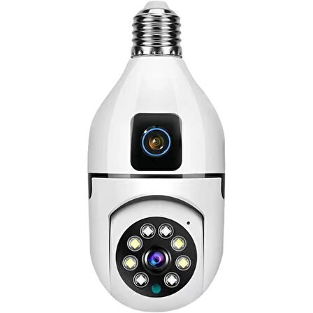 Çift Lensli Duy Girişli Kablosuz Ampul Kamera