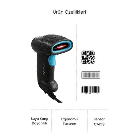 USB Kablolu 1D/2D Barkod &amp; Karekod Okuyucu