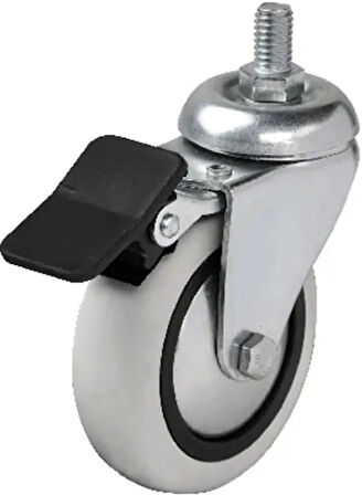 354 - 75x25 Mm Pvc Makaralı Vidalı Frenli Teker 4 Adet