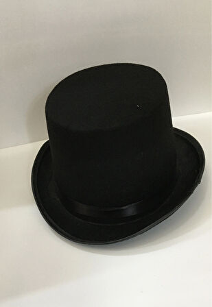 Yetişkinler İçin Siyah Renk Ringmaster Sihirbaz Şapkası Fötr Şapka 15 Cm