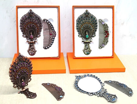 Tavuskuşu Katlanabilir Ayna Ve Tarak Seti Orta Boy Alk4984