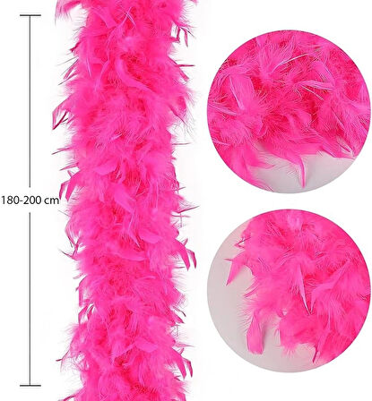 Fuşya Renk Kabarık Kalın Otriş Boa Tüy 6 Cm Genişlik 180-200 Cm Uzunluk