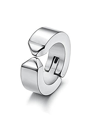 Erkek Küpesi - 2 Adet Çelik Kıstırmalı Küpe Paslanmaz Atmaz Çelik Gümüş Renk Küpe