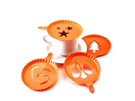 Renkli Kahve Süsleme Şablonları  - 4lü Magic Süsleme Şablonu