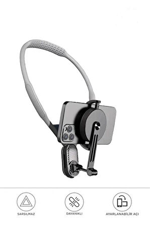 360 Derece Ayarlanabilir Boyun Askılı Manyetik Telefon Tutucu