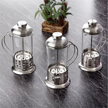 Çelik Kulplu Cam French Press - 350 ml