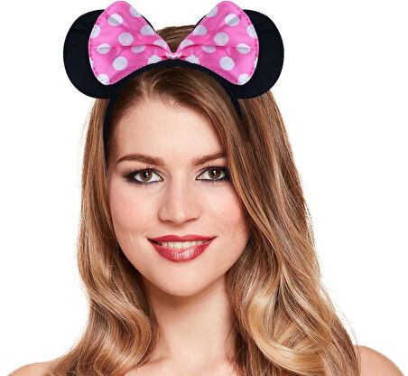 Pembe Fiyonklu Minnie Mouse Tacı Mini Kulak