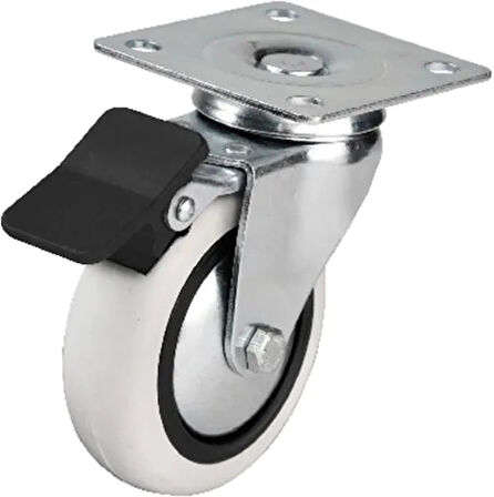 353 - 75x25 Mm Pvc Makaralı Tablalı Frenli Teker 4 Adet