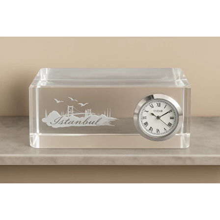 İstanbul Tasarımlı Kristal Saatli Biblo
