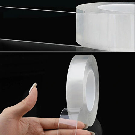 2 Metre X 3 Cm Şeffaf Güçlü Nano Çift Taraflı Silikon Jel Yapıştırıcı Bant