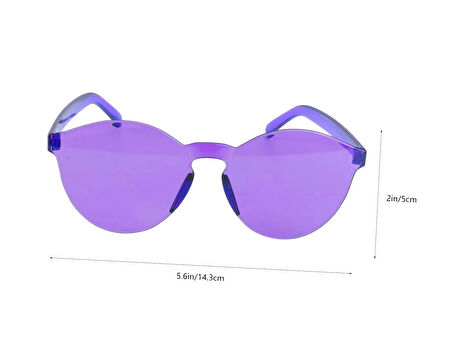 Sert Mika Oval Şekilli Çerçevesiz Mor Gözlük Retro Parti 5x14 Cm