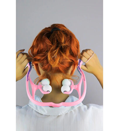 Boyun Bacak Ayak Bel Masaj Aleti Çok Fonksiyonlu Manuel 4 Tekerlekli - Pembe