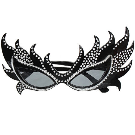 Taşlı Göz Kamaştıran Gecenin Yıldızı Siyah Parti Alev Gözlük