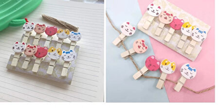 İpli Mandallı Kedili Fotoğraf Albümü Kedi Kafası Şekilli Mandal