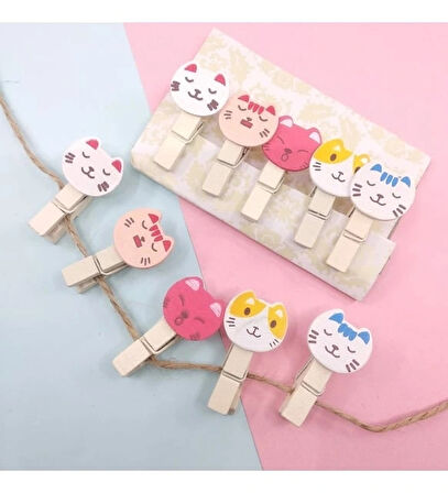 İpli Mandallı Kedili Fotoğraf Albümü Kedi Kafası Şekilli Mandal