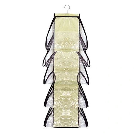 10 Bölmeli Dolap İçi Şeffaf Çanta Organizeri