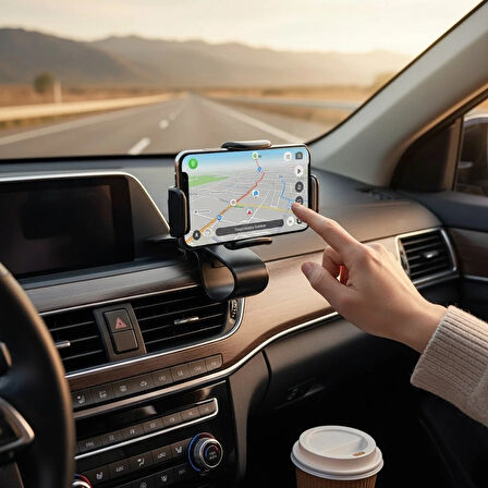 Araç İçi Telefon Tutucu (klipsli, 360 Derece Döner Gösterge Panelli, Dikiz Aynası Ve Masa Kullanımı)