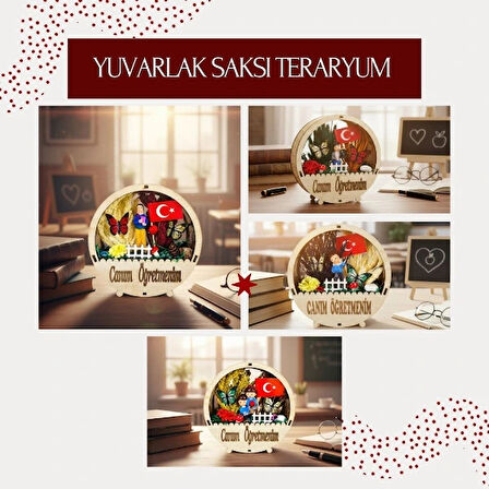 Yuvarlak Saksı Teraryum - Öğretmenler Günü Hediyesi