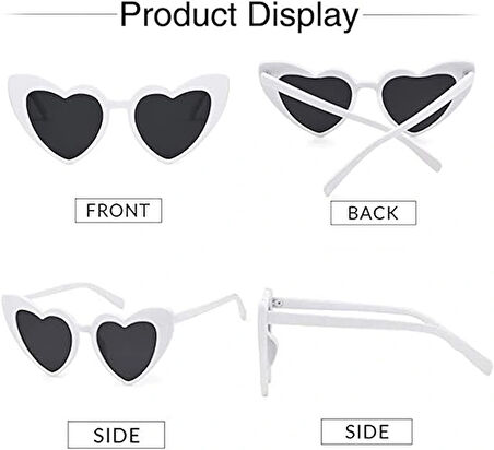 Beyaz Renk Kalp Gelin Düğün Gözlüğü 15x5 Cm