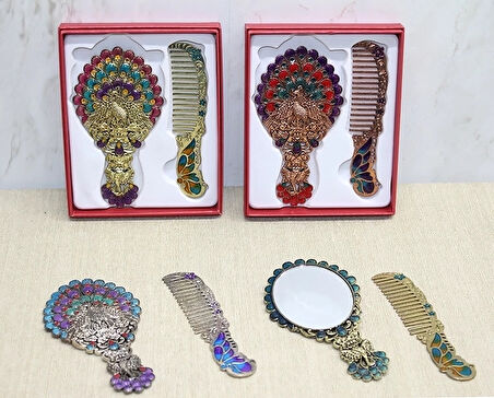 Tavuskuşu Ayna Ve Tarak Seti Küçük Boy Alk4990