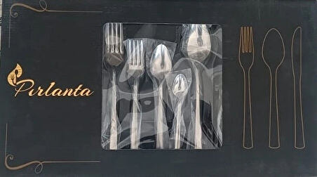 Pırlanta 30 Parça 6 Kişilik Çatal Kaşık Takımı 30 Parça Kutulu Hediyelik Çeyizlik Takım