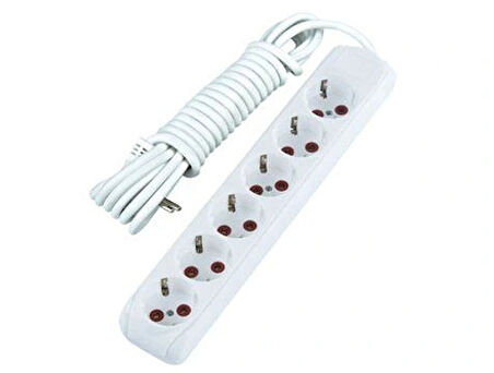 3 Mt. Kablolu 6 Lı Topraklı Grup Priz