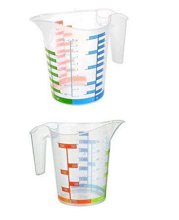 Ölçü Kabı Dereceli Renkli 1000 Ml + 300 Ml Set