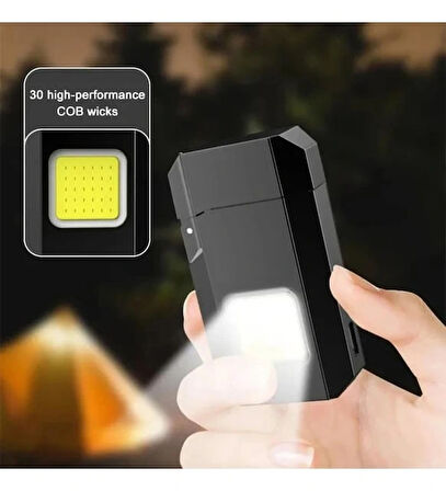 Projektör El Feneri Ve Pürmüz Çakmak Usb Gazsız Şarjlı Çakmak 600 Lümen