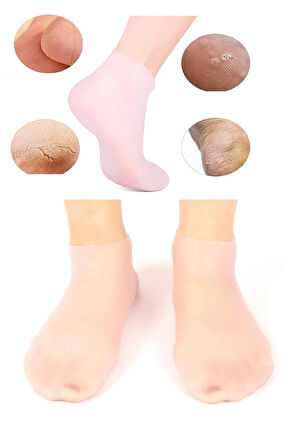 1 Çift Silikon Jel Topuk Nemlendirici Çorap Ayak Bakımı Çatlama Koruyucu Krem Çorabı