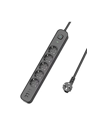 5 Prizli Akım Korumalı Uzatma Kablosu | 2xusb-a + 2xusb-c | 3680w - 2m Kablo