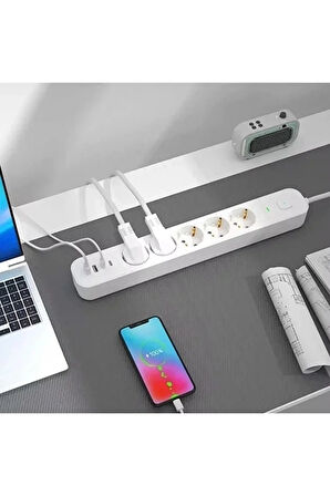 5 Prizli Akım Korumalı Uzatma Kablosu | 2xusb-a + 2xusb-c | 3680w - 2m Kablo