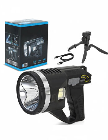 Şarjlı Dev Boy El Feneri Tripod Ayaklı Parlak Led El Lambası Kamp, Av Ve Güvenlik İçin İdeal