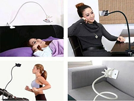 Akrobat Telefon Tutucu Spiral Gövdeli Oynar Başlıklı - Siyah