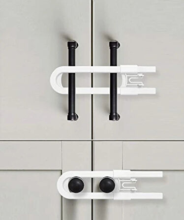 4 Adet Çocuk Koruma Kilidi - Slide Dolap Çekmece Kilidi Sürgülü Kilit