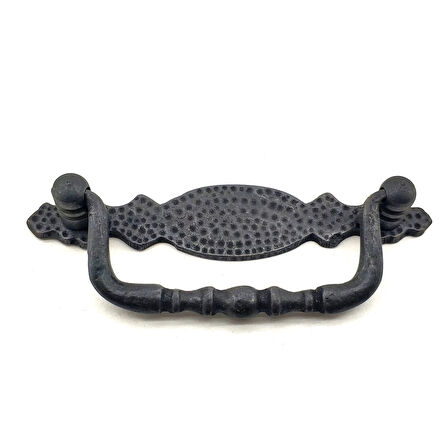 Antika Tarz Dekoratif Pirinç Dövme Sallantı Kapı Kulbu - 43x118 Mm, Oksit