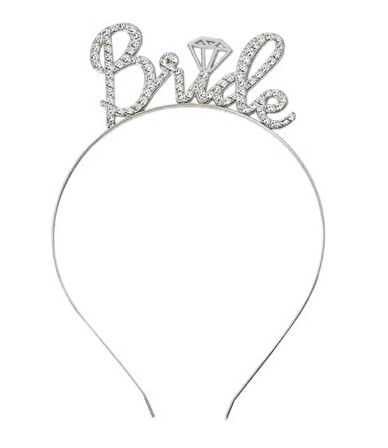 Gümüş Renkli Taşlı “bride” Gelin Tacı – El Yazısı Yazı Tipiyle