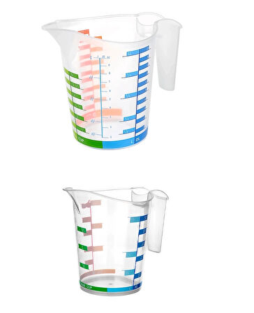 Ölçü Kabı Dereceli Renkli 1000 Ml + 500 Ml Set