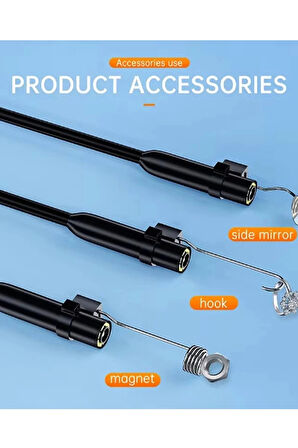 Endoskop Yılan Video Kamera Ios Ve Android Uyumlu Led’li 10 Metre 8 Mm Sert Kablo 2mp