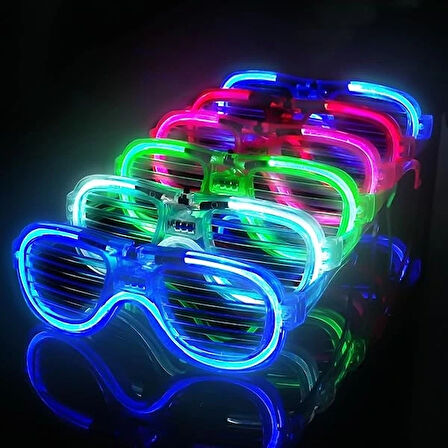 Glow Model 3 Farklı Fonksiyonlu Işıklı Panjur Parti Gözlüğü Karışık Renk 12 Adet