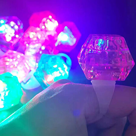 Kristal Tasarımlı Led Glow Işıklı 3 Modlu Mor Yüzük 3.5 X 5 Cm