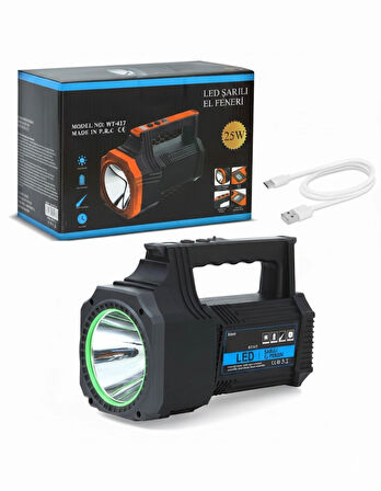 Şarjlı Dev Boy El Feneri 25w Süper Parlak Led El Lambası Kamp, Av Ve Güvenlik İçin İdeal