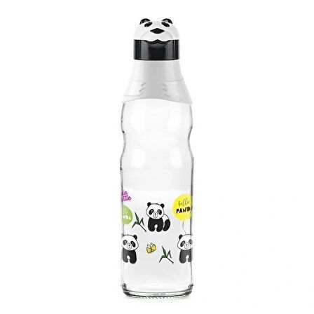 Sevimli Panda Tasarımlı Cam Suluk  Sızdırmaz 1000 Ml