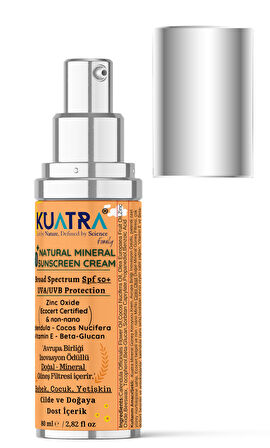 Kuatra SPF 50+ Doğal - Mineral - Nemlendirici Güneş Koruyucu Krem (Bebek-Çocuk-Yetişkin) 80ml