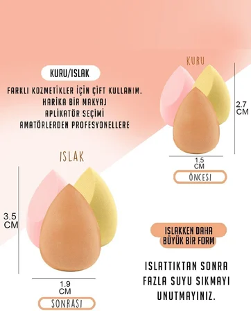 MUJGAN 4'lü Kutulu Makyaj Süngeri Seti